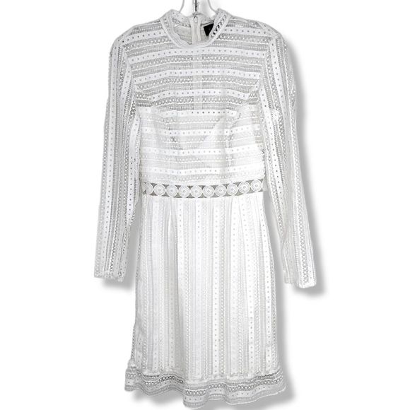 New Bardot Vivian White Dress 6 Long Sleeves Sheer - Picture 2 of 9